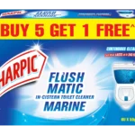 Harpic Flushmatic In-Cistern Toilet Cleaner Block Marine, 300g Buy 5 Get 1 free