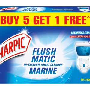 Harpic Flushmatic In-Cistern Toilet Cleaner Block Marine, 300g Buy 5 Get 1 free