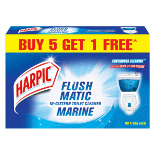 Harpic Flushmatic In-Cistern Toilet Cleaner Block Marine, 300g Buy 5 Get 1 free