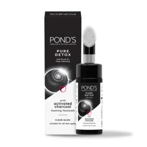 POND'S Pure Detox Foaming Brush Facewash for Clear Glow, Gentle Exfoliation, Deep Clean- 150ml